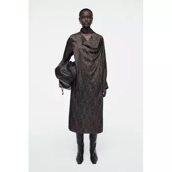 COS Платье миди с принтом в виде японского шарфа black/print/32