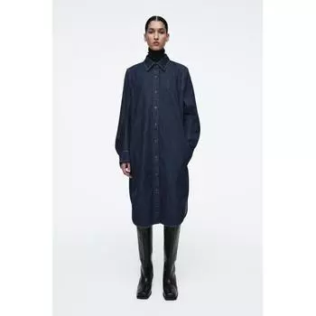 COS Платье-рубашка миди из японского денима dark indigo/32
