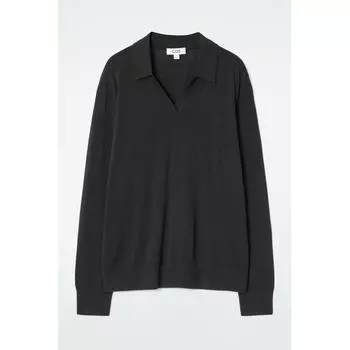 COS Рубашка-поло из японского трикотажного шелка Black/XS