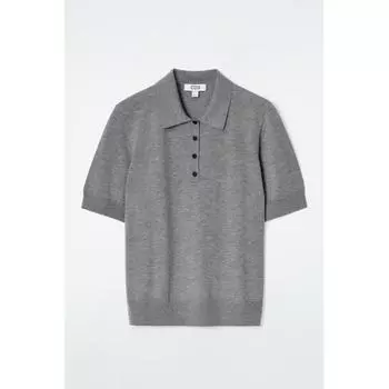 COS Рубашка поло из смеси шерсти мериноса из Японии grey melange/XS