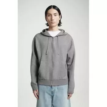 COS Толстовка с капюшоном на молнии из японского трикотажа grey melange/L