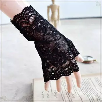 Cos Totem Steam Black Lace Half Finger Lolita Black(Lace gloves)
