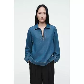 COS Японская джинсовая блузка с застежкой-молнией на половину длины blue/32