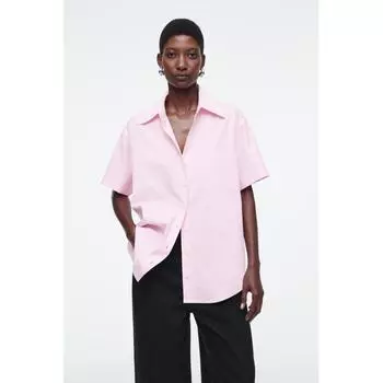 COS Японская свободная рубашка из хлопка с коротким рукавом light pink/32