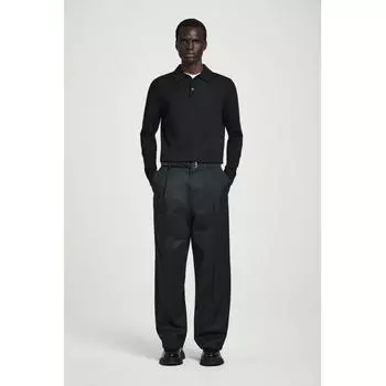 Cos Japan Relaxed Fit Pleated Cotton Wide Leg Pants navy/46