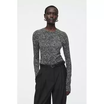 Cos Japan Slim Fit Топ с длинными рукавами black/white/XS