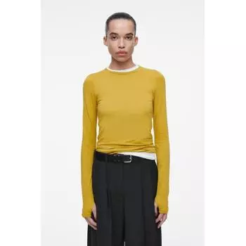 Cos Japan Slim Fit Топ с длинными рукавами mustard/XS