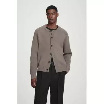 COS Японский шерстяной кардиган с круглым вырезом dark beige/S