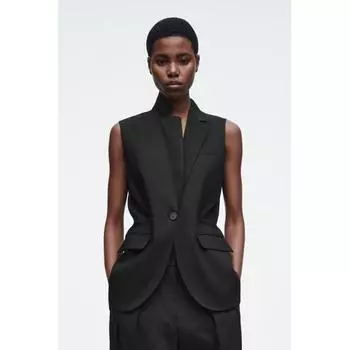 COS Японский тонкий льняной жилет Black/34