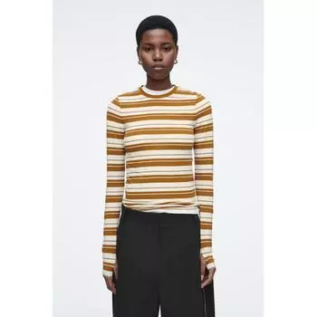 COS Японский тонкий топ с длинными рукавами brown/stripe/XS