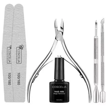 COSCELIA10 мл гель для снятия ногтей 3 шт./компл. резак для кутикулы и толкатель для кутикулы для быстрого снятия гель-лака для ногтей профессиональный набор инструментов