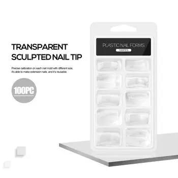 COSCELIA 100 шт., прозрачные весы, накладные ногти, двойные формы для ногтей, полное покрытие, полигель для наращивания, кончики для ногтей, быстрое наращивание, формы со шкалой