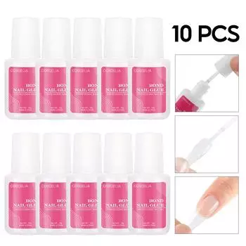 COSCELIA 10 г 3/5/6/10 шт., сильный клей для ногтей, клей для накладных ногтей, накладные ногти, блестящий акриловый набор для ногтей, набор инструментов для маникюра со стразами