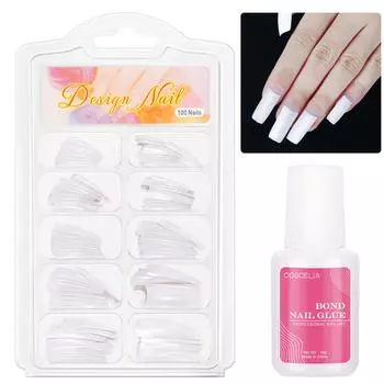 COSCELIA 10 г клей для ногтей Клей для накладных ногтей Сильная адгезия и 100 шт. Типсы для акриловых ногтей Инструменты для маникюра Набор для наращивания ногтей