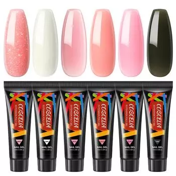 COSCELIA 10 мл 6 шт. полуперманентный УФ-гель поли-гель для наращивания ногтей блеск для накладных ногтей Конструктор твердый гель для начинающих дизайн ногтей гель для наращивания пальцев