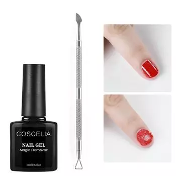 COSCELIA 10 мл гель для снятия лака и двухсторонний толкатель для кутикулы для средства для снятия гель-лака инструменты для очистки ногтей