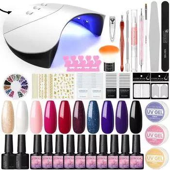 COSCELIA 10 шт. гель-лак для ногтей и полигель для наращивания ногтей 36 Вт светодиодная лампа для сушки ногтей маникюрный набор инструментов для накладных ногтей