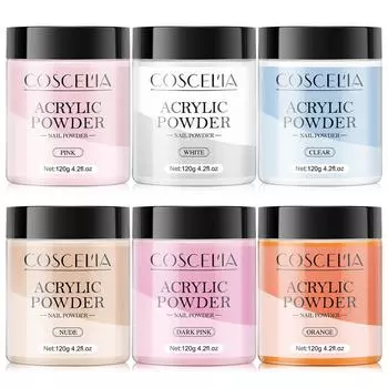 COSCELIA 120 г акриловая пудра прозрачный розовый телесный кристаллический порошок для 3D ногтей резной порошок для ногтей накладные ногти маникюр наращивание ногтей инструменты для дизайна ногтей