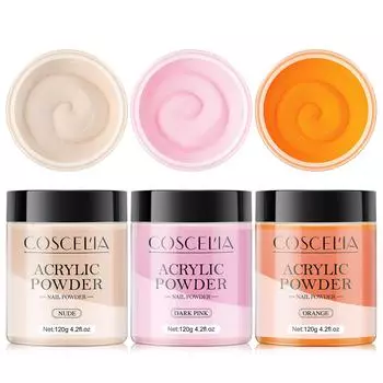 COSCELIA 120 г акриловая пудра телесного цвета с розовым кристаллом, набор пудры для окунания ногтей, набор для 3D-резки акриловых ногтей, набор для наращивания ногтей, набор накладных ногтей