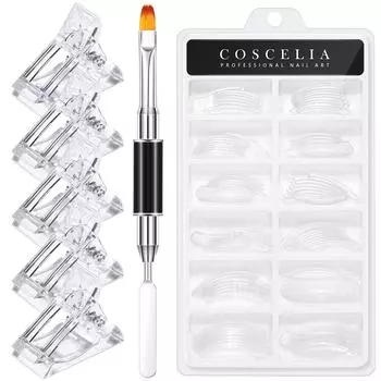 COSCELIA 120 шт., набор инструментов для быстрого изготовления, набор инструментов для ногтей, аксессуары для ногтей и двойная щетка для ногтей, зажимы для ногтей, набор маникюрных инструментов для наращивания ногтей