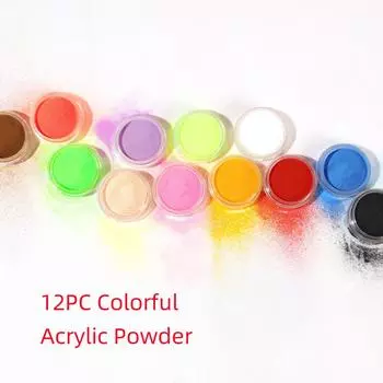 COSCELIA 12 цветов акриловая пудра кристаллический порошок для ногтей для наращивания ногтей накладные кончики ногтей маникюр аксессуары для наращивания ногтей нет необходимости лампа для ногтей акриловый набор