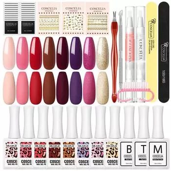COSCELIA 15 мл 8 цветов гель-лак для ногтей с матовым верхним слоем гель-лак для ногтей набор питательных масел для снятия ногтей с гелем набор для начинающих