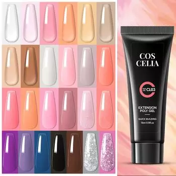 COSCELIA 15 мл Полигель для наращивания ногтей Полуперманентный полигель для ногтей Твердый гель Блестящий лак для ногтей УФ-строительный гель для наращивания ногтей Инструмент для ногтей