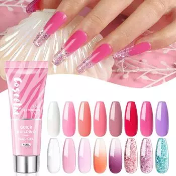 COSCELIA 15 мл Полигель для наращивания ногтей Быстро наращивающий гель Желейный гель Кристалл УФ-гель для ногтей Замачиваемый гель Требуется отверждение в лампе для наращивания ногтей Накладные ногти