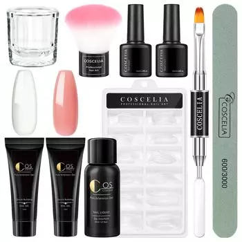 COSCELIA 15 мл полигель для наращивания ногтей телесного цвета прозрачные цвета 30 мл очищающее средство плюс инструменты для ногтей кончики ногтей для наращивания ногтей маникюр набор гелей для ногтей