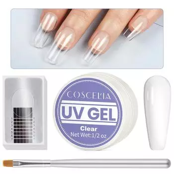 COSCELIA 15 мл полигель для наращивания ногтей и 20 шт. формы для ногтей для быстрого наращивания ногтей УФ-гель-кисть маникюрные инструменты дизайн ногтей набор накладных ногтей «сделай сам»