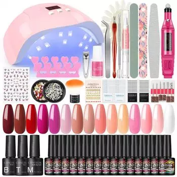 COSCELIA 15 шт. гель-лак для ногтей со светодиодной УФ-лампой 36 Вт, электрическая дрель для ногтей, набор маникюрных инструментов и матовое верхнее базовое покрытие для дизайна ногтей