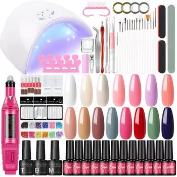 COSCELIA 15 шт. Набор гель-лаков для ногтей 36 Вт Лампа для сушки ногтей Сверлильная машина для ногтей Стразы для ногтей Инструменты для маникюра Базовый набор для лака для верхнего слоя Гель-набор для покрытия