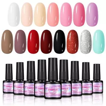 COSCELIA, 15 шт., набор однотонных гель-лаков для ногтей, замачиваемый УФ-светодиодный полуперманентный лак, долговечный гель для дизайна ногтей, маникюрный набор, нужен комплект ламп