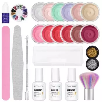 COSCELIA 2 г погружная пудра 12 шт. погружная пудра для украшения блестящих и акриловых погружных активаторов для французского маникюра Набор инструментов для маникюра