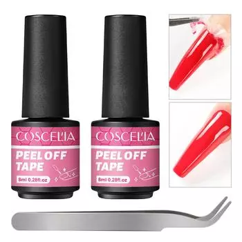 COSCELIA 2 шт., антизамерзающий отслаивающийся гель для ногтей, латексный отслаивающийся с помощью пинцета, 8 мл, латексный лак для ногтей, барьерный отслаивающийся для покраски ногтей, инструменты для дизайна ногтей
