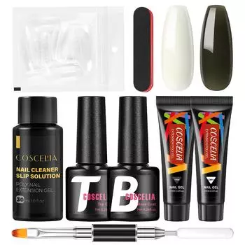 COSCELIA 2 шт. полигель для наращивания ногтей с 30 мл очищающим средством плюс набор для быстрого наращивания ногтей, маникюрный набор для наращивания ногтей