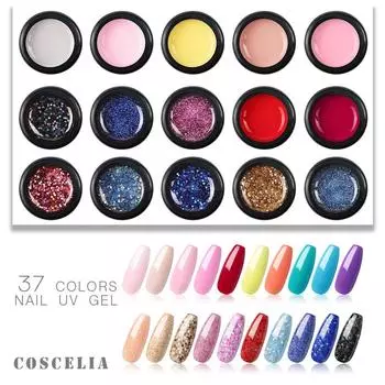 COSCELIA 37 цветов Цветной УФ-гель 5 мл Блестящий гель-лак для ногтей Красочный УФ-гель для рисования Гель-лак Долговечный гель для замачивания Чистый цвет Гель для рисования ногтей
