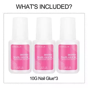 COSCELIA 3 шт. 10 г клей для ногтей сильный клей набор маникюрных инструментов для накладных ногтей накладные ногти акриловое наращивание ногтей клей для дизайна ногтей со стразами