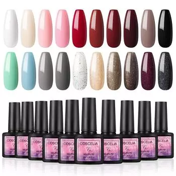COSCELIA 40 цветов гель-лак для ногтей 8 мл замачиваемый УФ-гель блестящий лак для ногтей полуперманентный гель-лак для ногтей длительный дизайн ногтей маникюр цветной гель