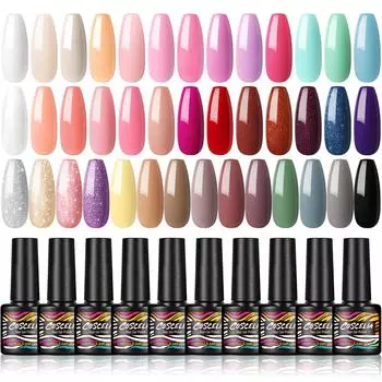 COSCELIA 50 цветов гель-лак для ногтей 7 мл/шт. УФ-гель полуперманентный гель-лак для ногтей Блестящий гель-лак для дизайна ногтей маникюрный набор гель-лаков