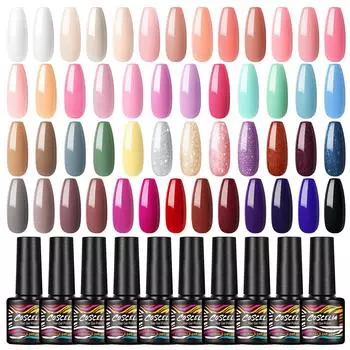 COSCELIA 50 цветов набор гель-лаков для ногтей замачиваемый УФ-светодиодный гель для дизайна ногтей нужна светодиодная УФ-лампа цветной гель длительный набор лаков для дизайна ногтей
