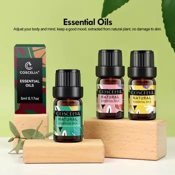 COSCELIA 5 мл эфирное масло растительное масло розы, лаванды, масло чайного дерева, ванильный аромат для ухода за кожей, воздушный диффузор, ароматерапия, масло для снятия стресса