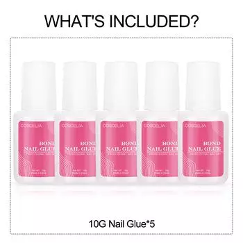 COSCELIA 5 шт. 10 г клей для ногтей для накладных ногтей блестящие акриловые украшения для ногтей со стразами сильный клей накладные ногти акриловый набор инструментов для наращивания маникюра