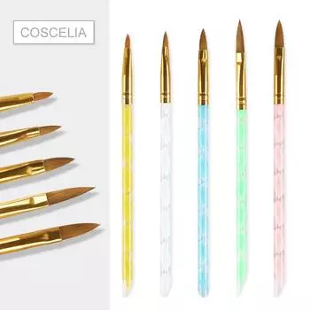 COSCELIA 5 шт., акриловая кисть для ногтей, набор ручек для украшения ногтей, набор инструментов для дизайна ногтей с кристаллами красоты