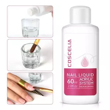 COSCELIA 60 мл акриловая жидкость Нужна акриловая пудра для наращивания ногтей 3D дизайн резьбы Кристаллическая жидкость Накладные ногти Быстрое наращивание ногтей Набор инструментов для дизайна ногтей