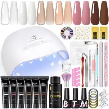 Coscelia 6шт/комплект полигелевых гелей для ногтей, лампа для ногтей с верхним и базовым покрытием, матовое верхнее покрытие, скользящее решение для наращивания полигелей быстрого наращивания