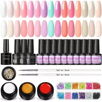 COSCELIA 7 мл гель-лак для ногтей маникюрный набор лайнер гель-паук матовый верхний базовый слой со стразами УФ-гель для ногтей Набор гель-лаков для ногтей