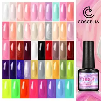 COSCELIA 7 мл Soak Off UV Gel 48 цветов Гель-лак для ногтей Живопись Лак для ногтей Чистый цвет Лак для ногтей Гибридный гель-лак Маникюр Nail Art Base Top Coat