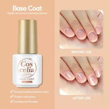COSCELIA 7 мл верхнее покрытие и базовое покрытие с УФ-светодиодом, замачиваемый без вытирания, верхний слой, грунтовка, гель, долговечный прозрачный лак для дизайна ногтей