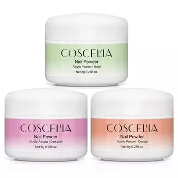 COSCELIA 8 г акриловая пудра, набор акриловой жидкости, 3D резьба, хрустальная пудра для наращивания ногтей, наращивание ногтей, накладные ногти